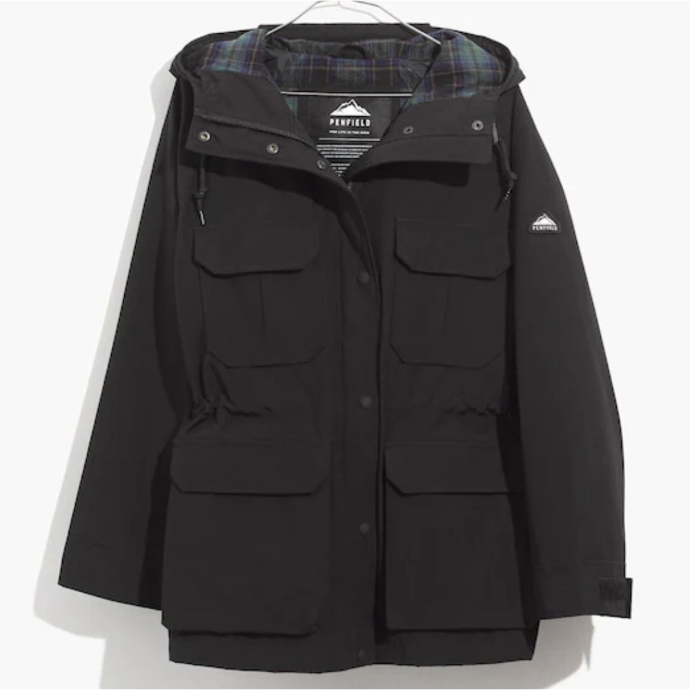Madewell x Penfield Medbury Jacket Womens M Flannel Lined Hooded Black MSRP $235